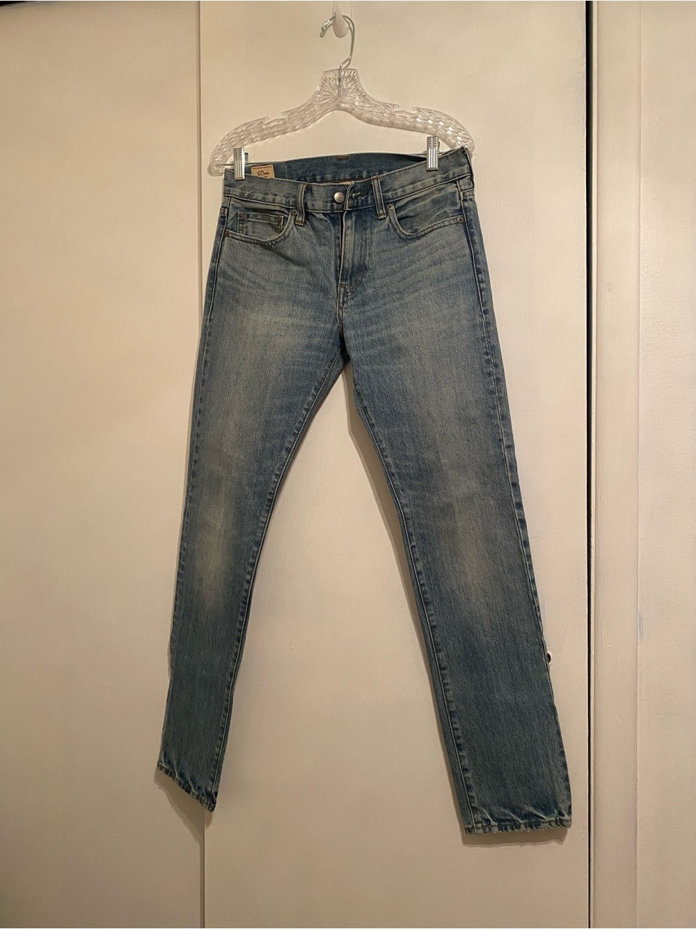 J. Crew Light Washed Blue Denim Jeans, Sit Below Waist, Extra Slim w/Narrow Legs